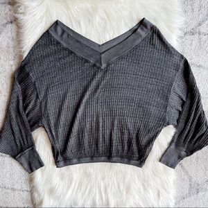 Free people washed black long sleeve thermal top